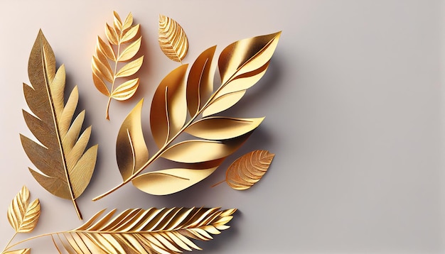 Abstract golden leaf decoration design background Vintage gold luxury and trendy minimal concept