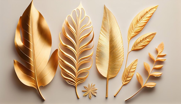 Abstract golden leaf decoration design background Vintage gold luxury and trendy natural concept