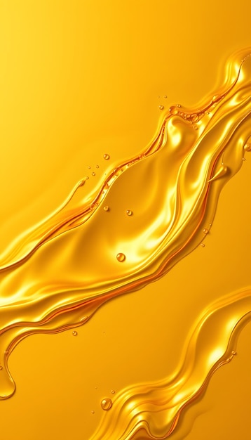 Abstract golden liquid background paint splash swirl pattern and water drops beauty gel and