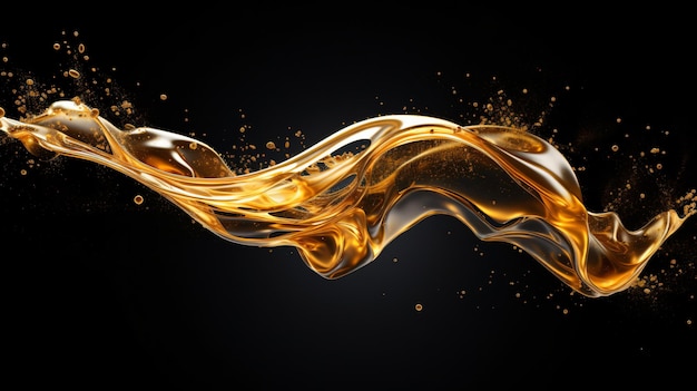 Abstract golden liquid splash on black background