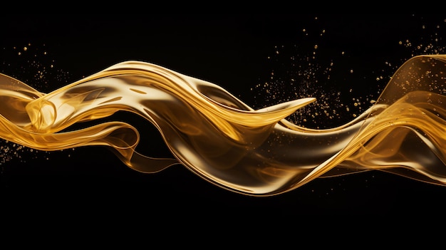 Abstract golden liquid splash on black background