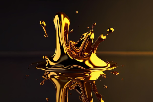 Abstract golden liquid splash Generative Ai