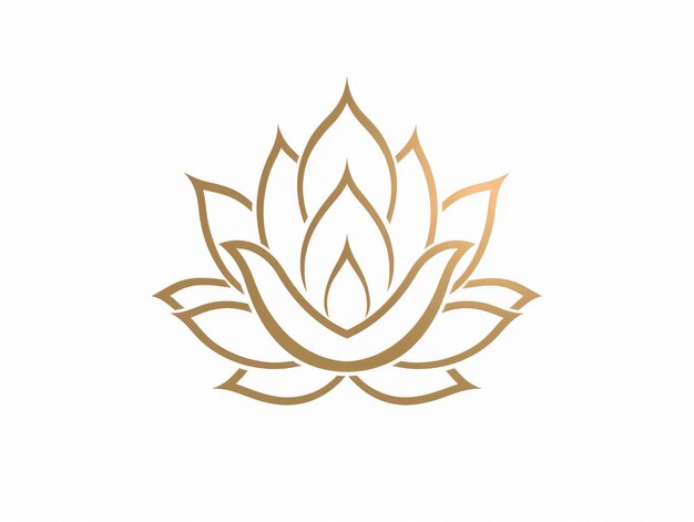 Abstract golden lotus flower design on a white background