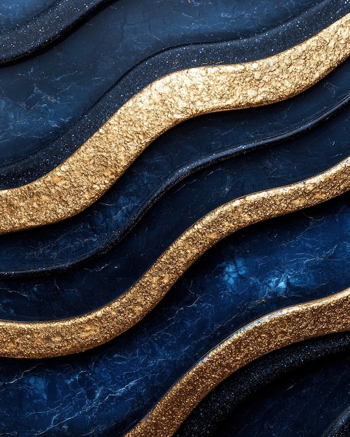 Photo abstract golden and navy blue marble background