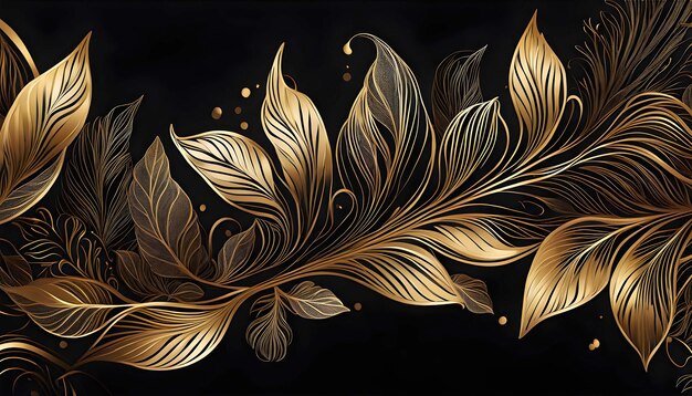 Abstract golden outline leaves template artistic cover design colorful luxury backgrounds