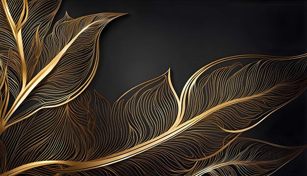 Abstract golden outline leaves template artistic cover design colorful luxury backgrounds