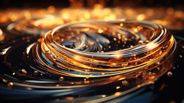 Abstract Golden Swirl with Sparkles and Radiant Warmth