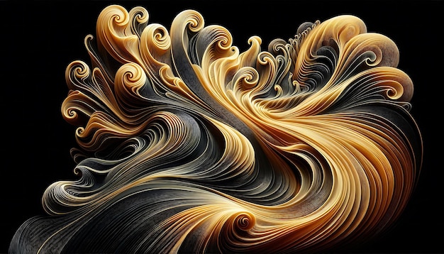 Abstract Golden Swirls captivating abstract image composed of flowing goldenhued lines