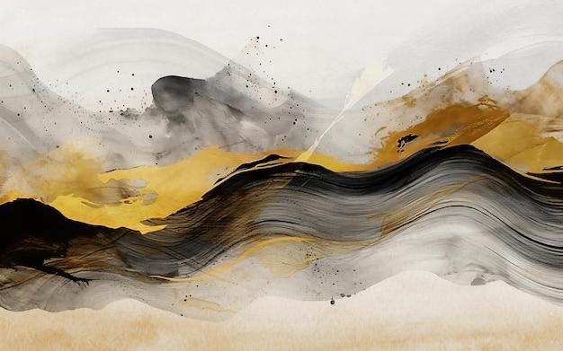 Abstract golden watercolor mountain art pattern modern minimalist wallpaper pattern background