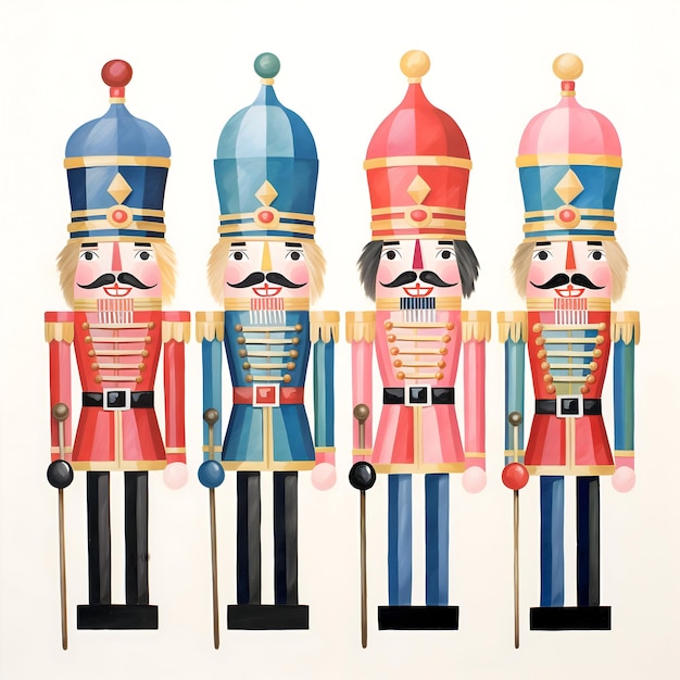 Photo abstract gouache nutcrackers illustration white background