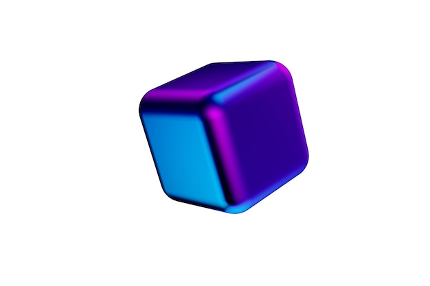 Abstract gradient purple and blue cube 3d render