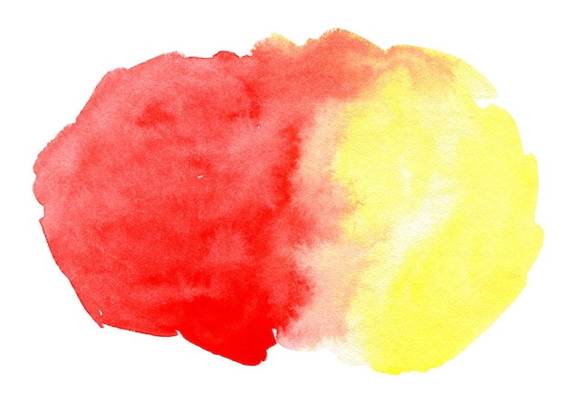 Abstract gradient red and yellow watercolor splash on white background