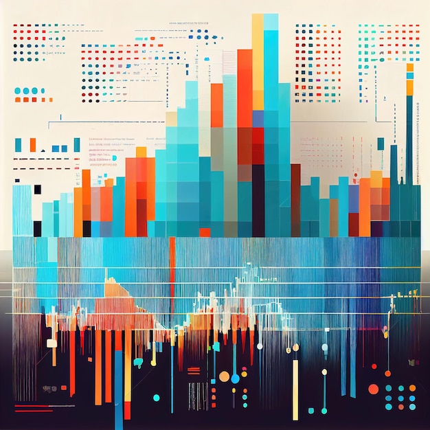 Abstract graph visualization of the financial data and stock markets concept made with generative AI