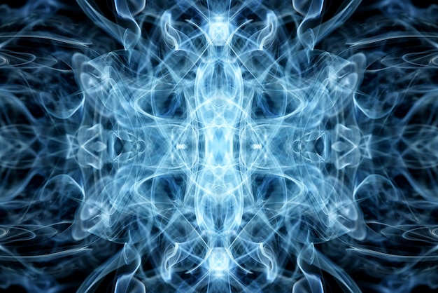 abstract graphics black blue fractal reflection symbol, design effect meditation background