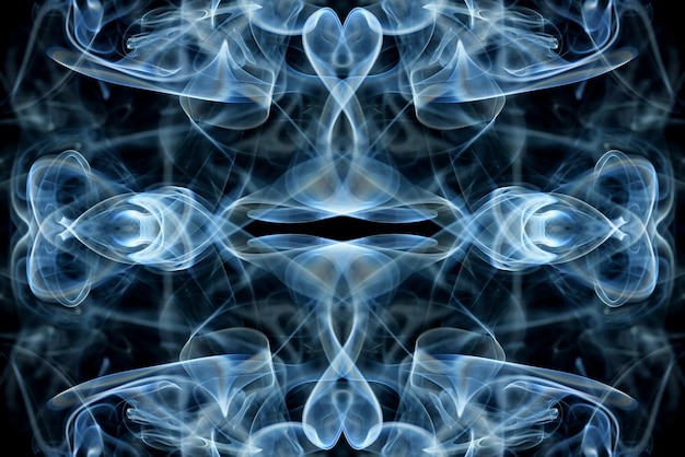 abstract graphics black blue fractal reflection symbol, design effect meditation background