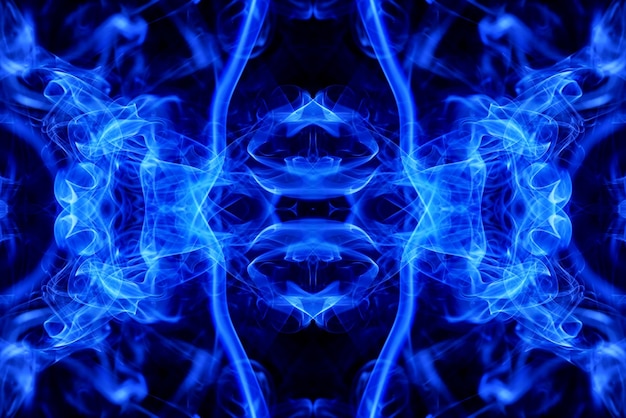 abstract graphics black blue fractal reflection symbol, design effect meditation background