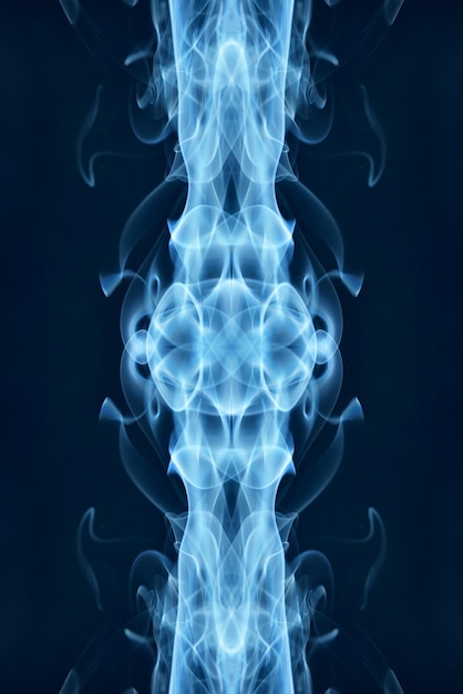 abstract graphics black blue fractal reflection symbol, design effect meditation background