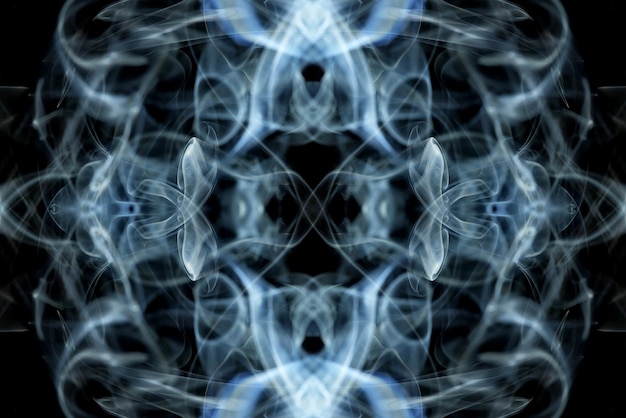 abstract graphics black blue fractal reflection symbol, design effect meditation background