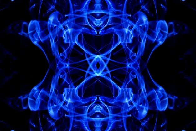 abstract graphics black blue fractal reflection symbol, design effect meditation background