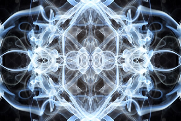 abstract graphics black blue fractal reflection symbol, design effect meditation background