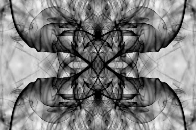 Photo abstract graphics black white fractal reflection symbol, design effect meditation background