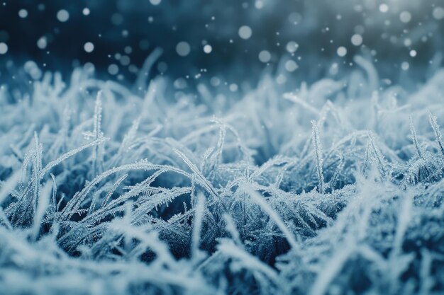 Abstract grass covered in hoarfrost background