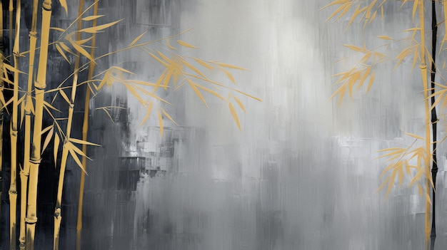 Abstract gray art with gold Bamboo wallpaper and wall art