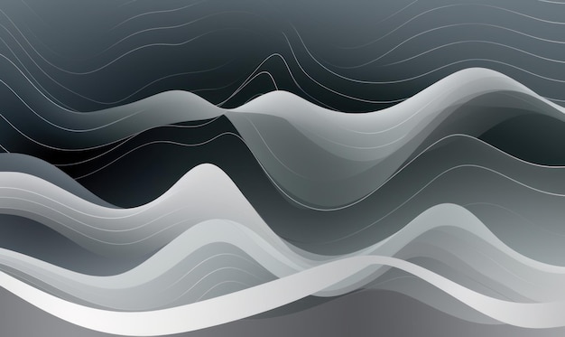 Abstract gray color background or wallpaper with random patterns of waves and curves