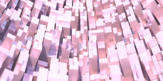 Abstract greeble cube background Futuristic geometric structure pink color 3d illustration