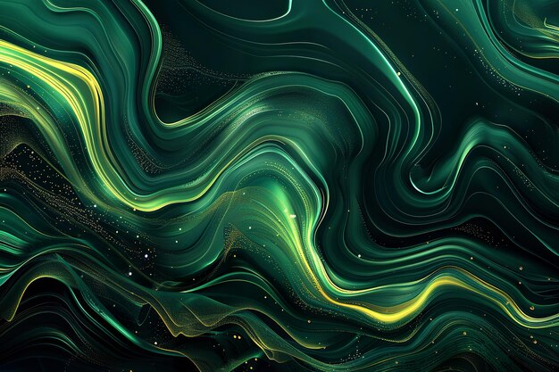 Abstract green background Smooth curved lines Green wavy background