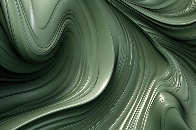 abstract green background with minimalist glossy flowing lines