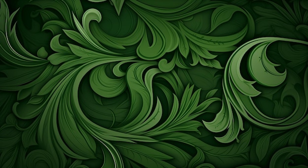 Photo abstract green background with wavy lines