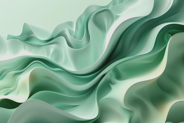 Abstract green background with wavy shapes and fluid lines With organic shapes in light green