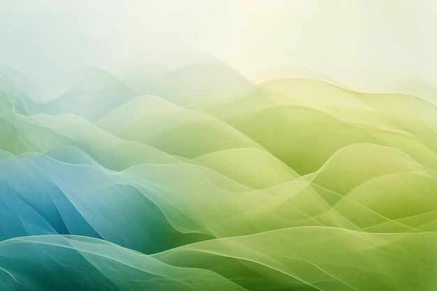 Abstract green and blue background with smooth lines and waves in it