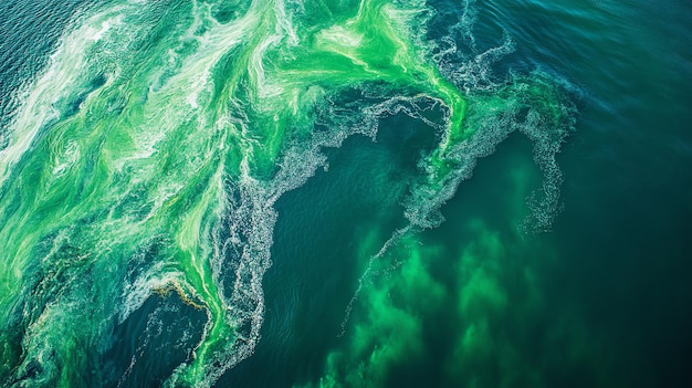 Photo abstract green and blue swirls of water in the ocean