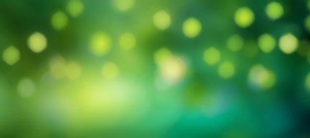 Abstract green blur bokeh banner background Gold bokeh on defocused emerald green background