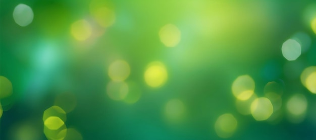 Abstract green blur bokeh banner background Gold bokeh on defocused emerald green background