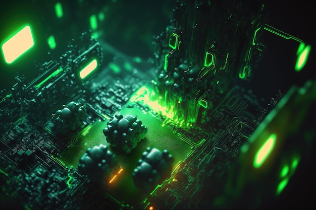 Abstract green computer gamer bokeh backdrop