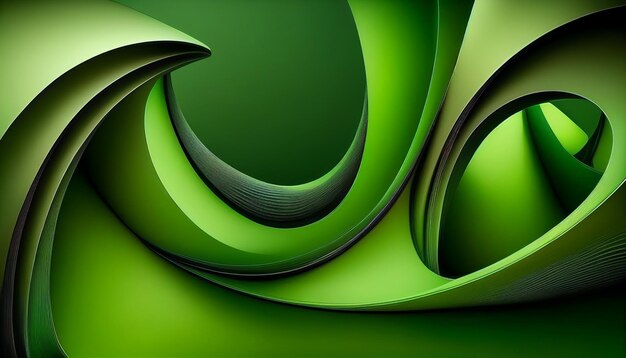 Abstract green curve background with a pattern of circles