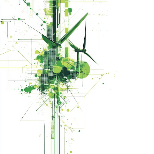 Photo abstract green energy grid on white background