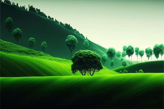 Abstract green landscape wallpaper scenery background