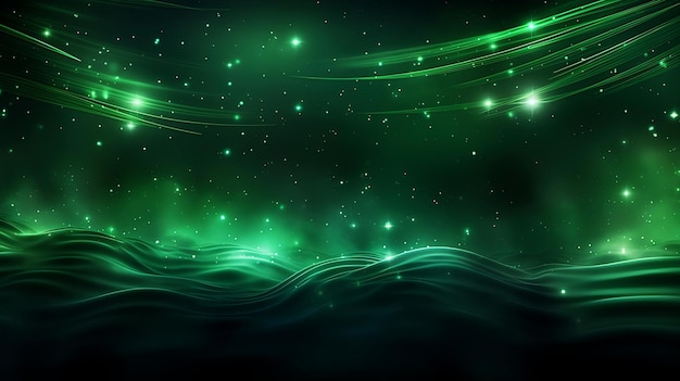 Abstract green luxury wave background with light effect