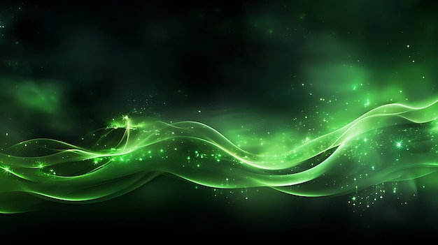 Abstract green luxury wave background with light effect