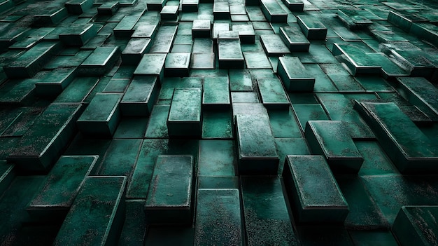 Abstract Green Metallic Rectangular Pattern