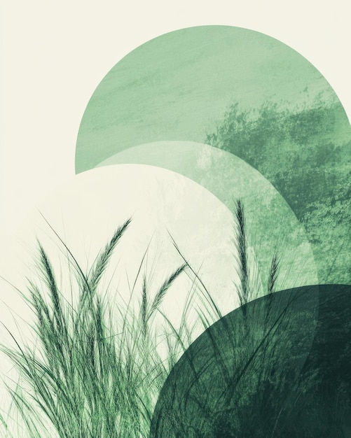 Photo abstract green nature illustration grass circular shapes ecofriendly design