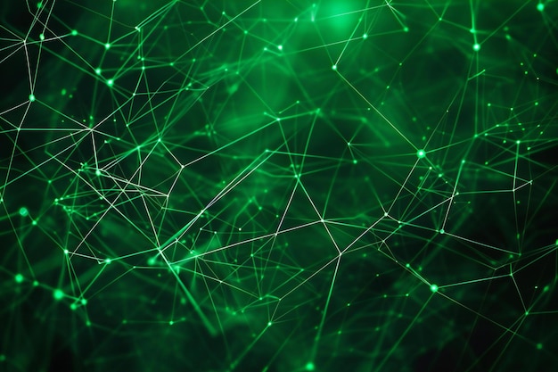 Abstract green technology background with connecting lines and dots