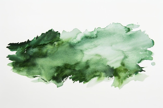 Abstract green watercolor splash on white paper background Hand painted illustration