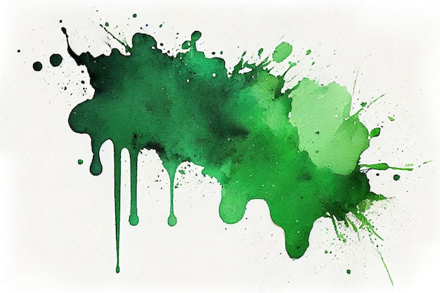 Abstract green watercolor splatter stain texture background design Generative Ai