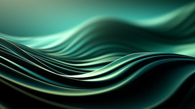 Abstract green wave background Generative Ai