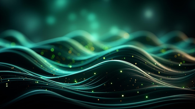 Abstract green wave background Generative Ai